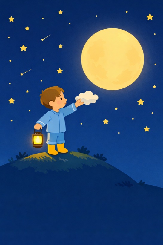 Couverture d'histoire du soir : la lune et un doudou