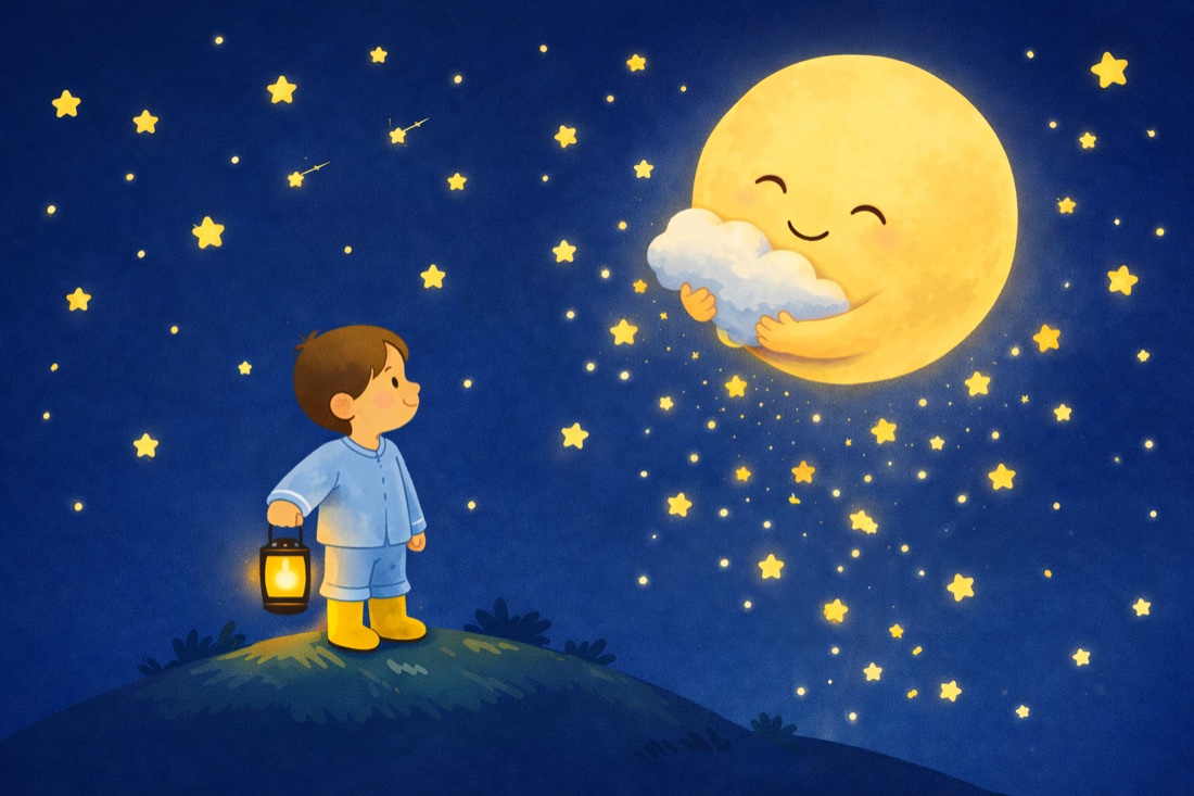 La lune et son doudou